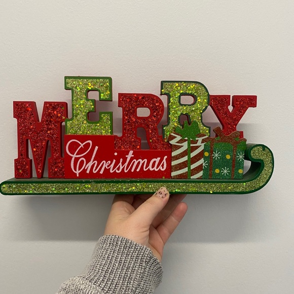 Other - Red and Green Merry Christmas Wooden Sign